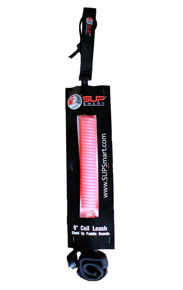 9' Coil Leash has less Drag for SUP Includes Hide a Key